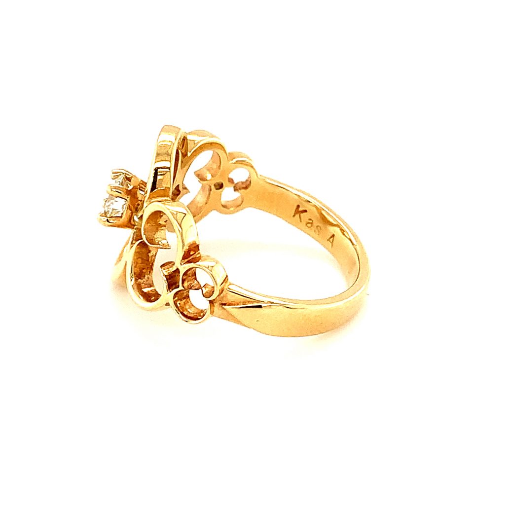 14K Solid Gold Ring, Seashell Fine Gold Statelent Ring – Diamond Origin
